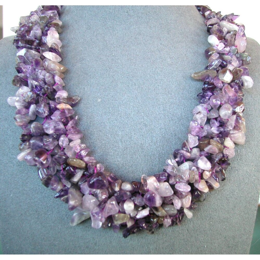 Amethyst Chip Necklace With Adjustable Chain Closure 16" 2" ext.